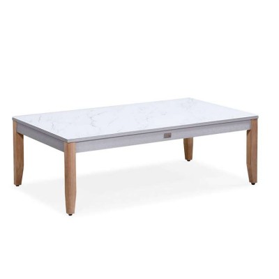 Simple garden modern   brushed aluminum metal  outdoor glass top coffee table