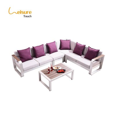 Chaise lounge  L shape modern  foshan outdoor  furniture brushed aluminum patio loveseat sofa