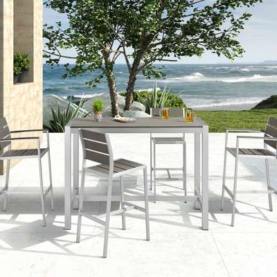 Resort  6 Seater High Table Stool Chair Patio Pub Outdoor Furniture Bar Sets